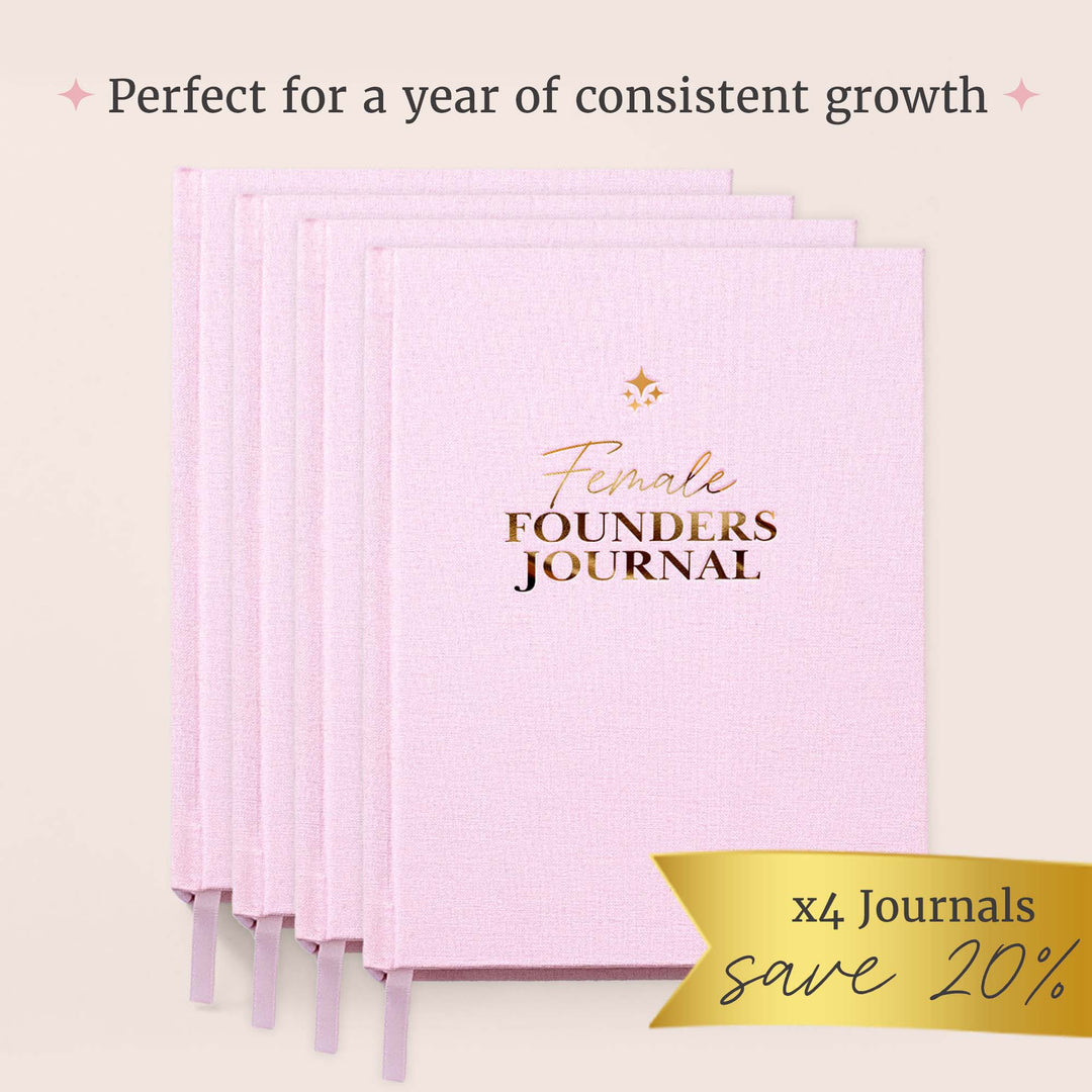 4 stacked pink blush female founder journals journal by pearl spark pages