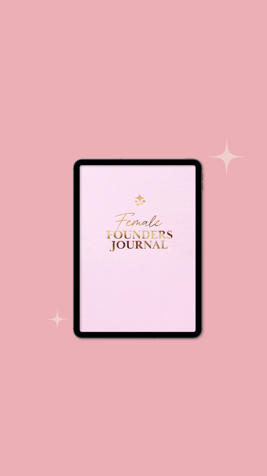 A digital copy of the Female Founders Journal on a black iPad